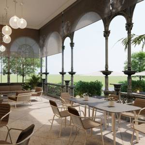 Terasse vom Esplanade Dependance Spa Hotel Monti